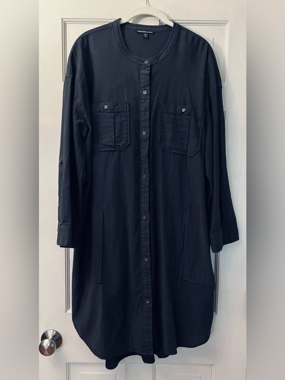 James Perse Black Utility Shirt Dress Size 4 (XL)